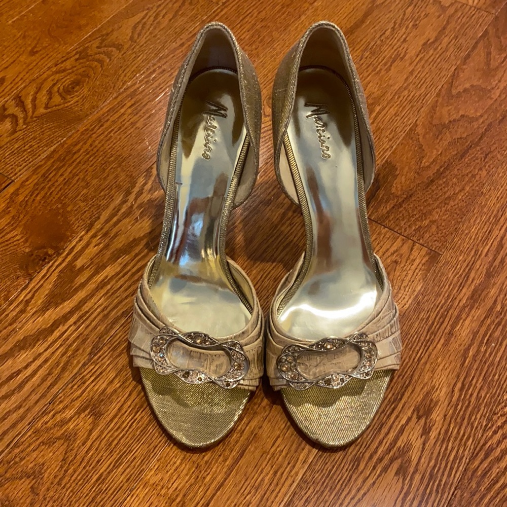 Marciano d’Orsay gold heels